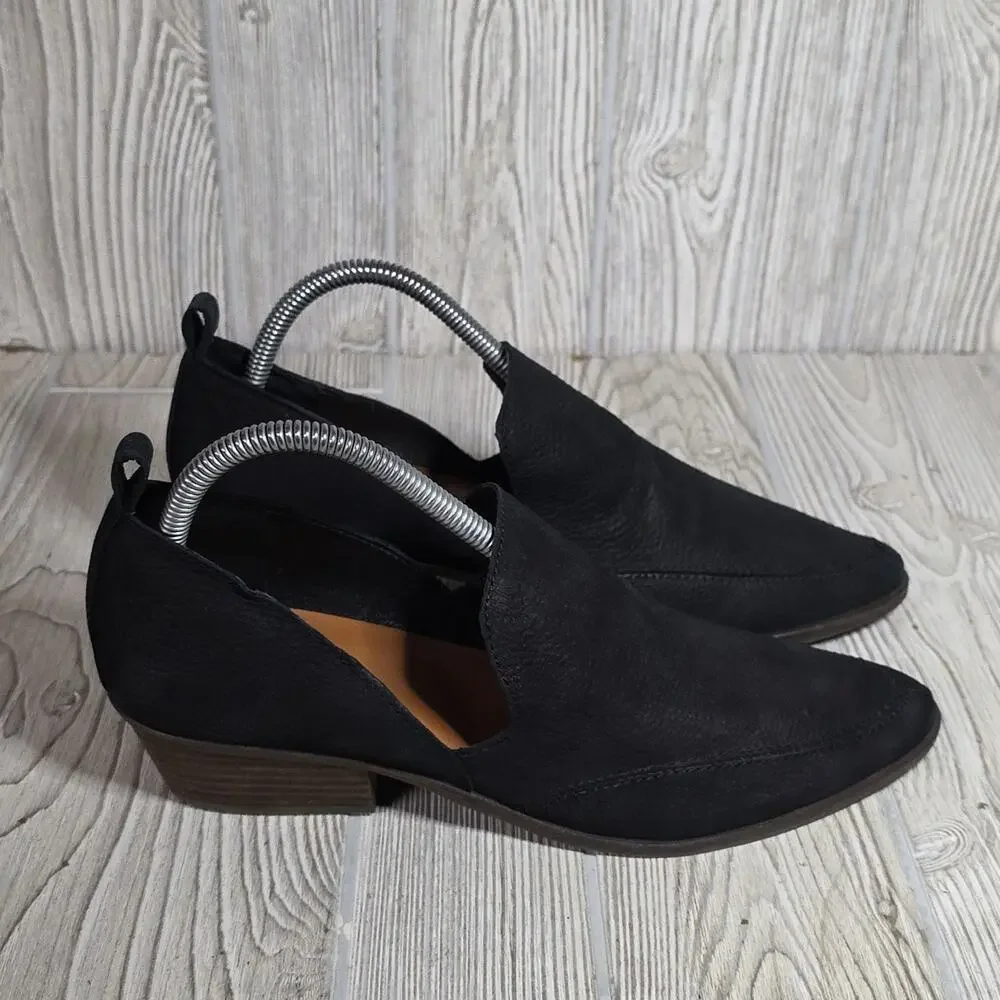 Lucky Brand Mahzan Black Leather Slip On Bootie Womens Size 9.5